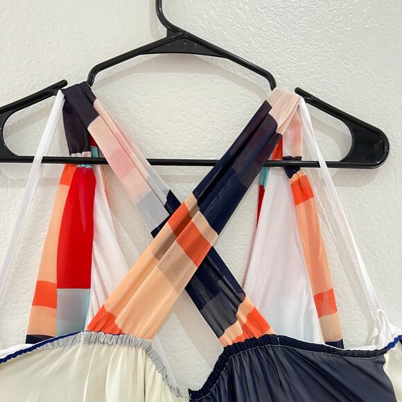 NWT Lane Bryant Cascade Striped Maxi Dress Chiffon Multicolor Cross Back Size 24 - Picture 9 of 14